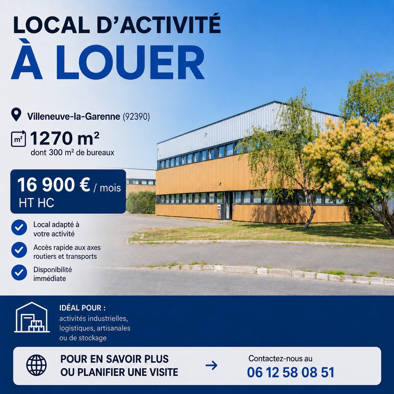 Affiche synthèse Local d'activité 1 270 m² à louer